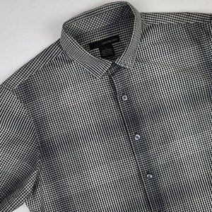 Calvin Klein Jeans Button Up Shirt Men's Size Medium Short Sleeve Black Plaid
